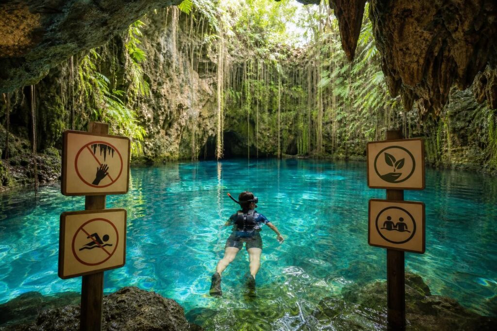 découvrez les règles essentielles pour nager en toute sécurité dans les cenotes ainsi que l'équipement recommandé pour profiter pleinement de cette expérience unique.
