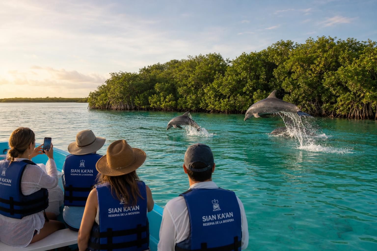 partez pour une excursion en bateau inoubliable à sian ka’an et découvrez dauphins et crocodiles dans leur habitat naturel. profitez d’une expérience unique en pleine nature sauvage.